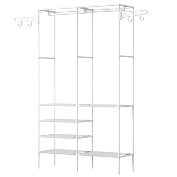 1-Pc Metal Garment Rack – Freestanding Clothes Organizer with Shoe Shelves